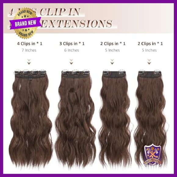 Long Wavy Thick Clip-In Hair Extensions 20 Inch Full Head Synthetic main image 6